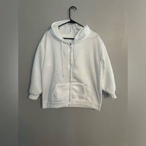 White zip up hoodie